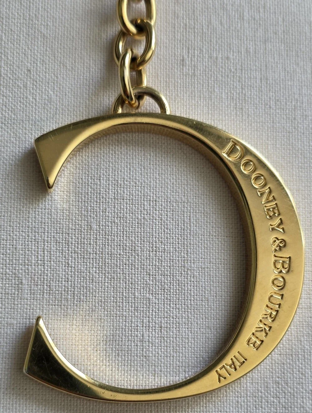 Dooney & Bourke Monogram C Pendant Keychain 24K Gold Plated Bag Charm